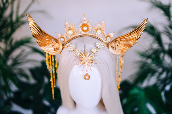 Angel halo crown, Gold halo crown, Halloween headband, Angel wings, Gold wings, Angel Halloween costume, Angel costume, Goddess crown