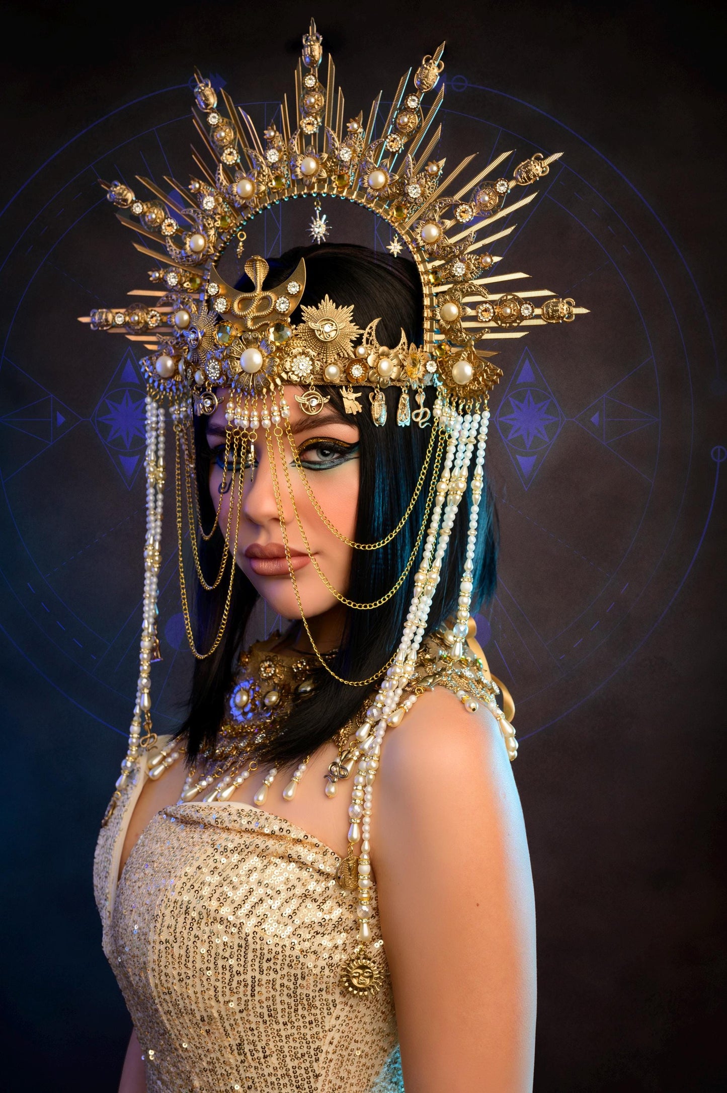 Cleopatra Crown, Gold cobra headpiece, Gold crown, Halloween costume, Gold crown, Cleopatra style headpiece, Goddess Crown, Egypt princess