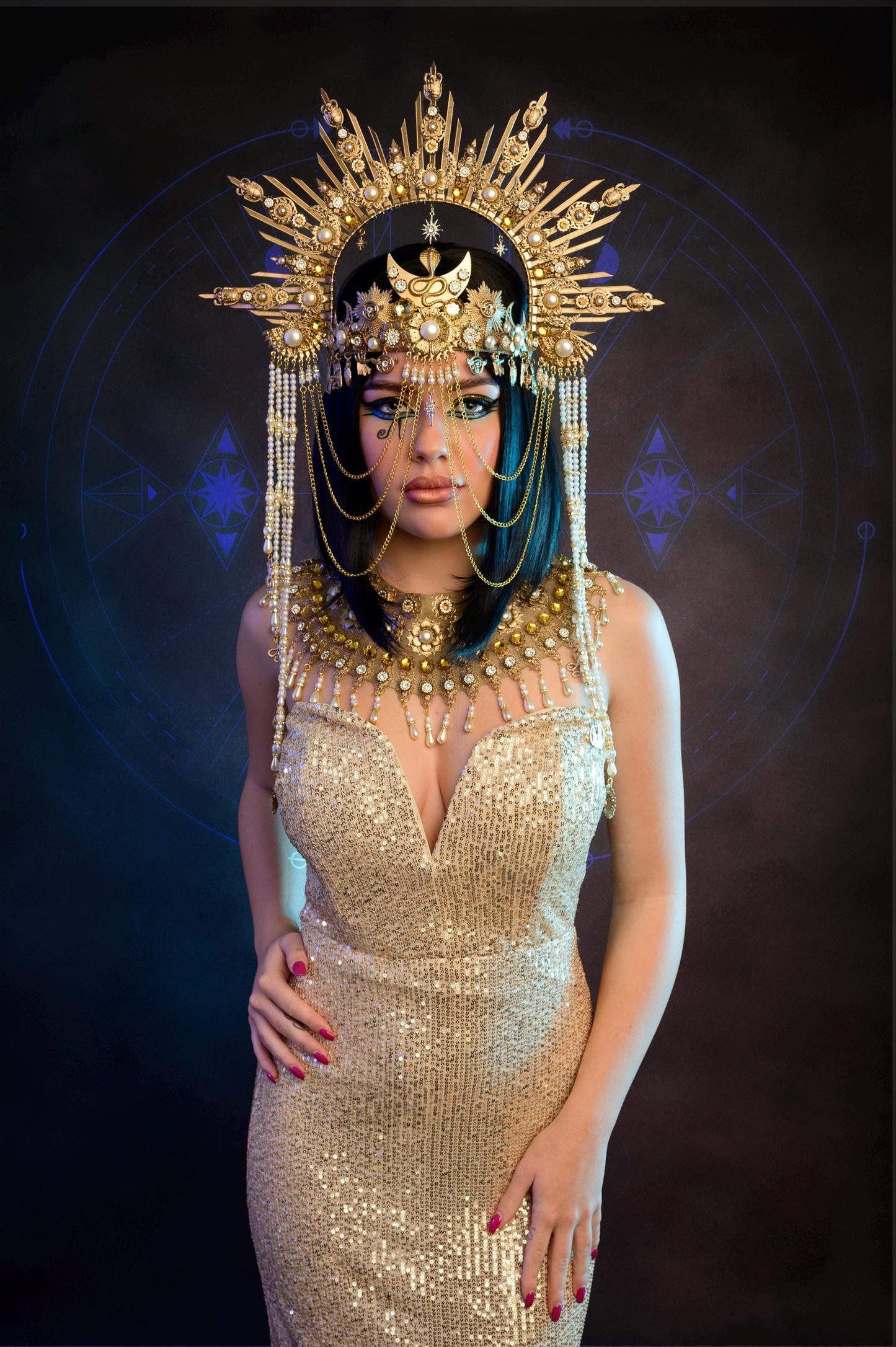 Cleopatra Crown, Gold cobra headpiece, Gold crown, Halloween costume, Gold crown, Cleopatra style headpiece, Goddess Crown, Egypt princess