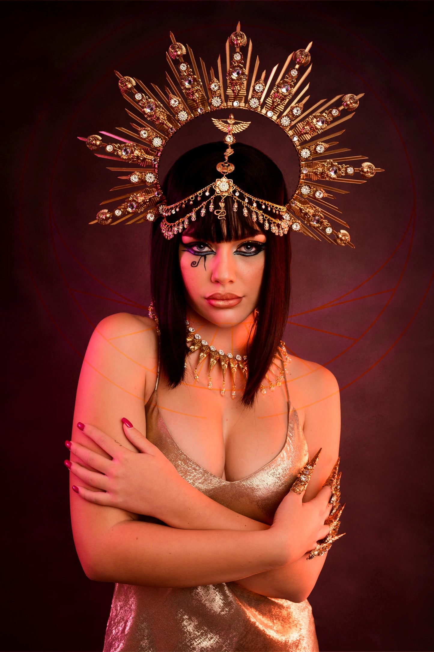 Cleopatra Crown, Gold cobra headpiece, Gold crown, Halloween costume, Gold crown, Cleopatra style headpiece, Goddess Crown, Egypt princess