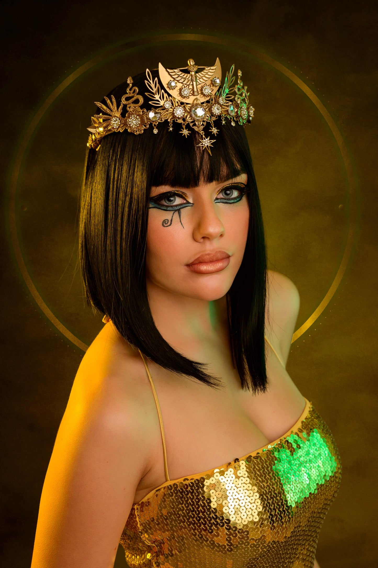 Cleopatra Crown, Gold cobra headpiece, Gold crown, Halloween costume, Gold crown, Cleopatra style headpiece, Goddess Crown, Egypt princess