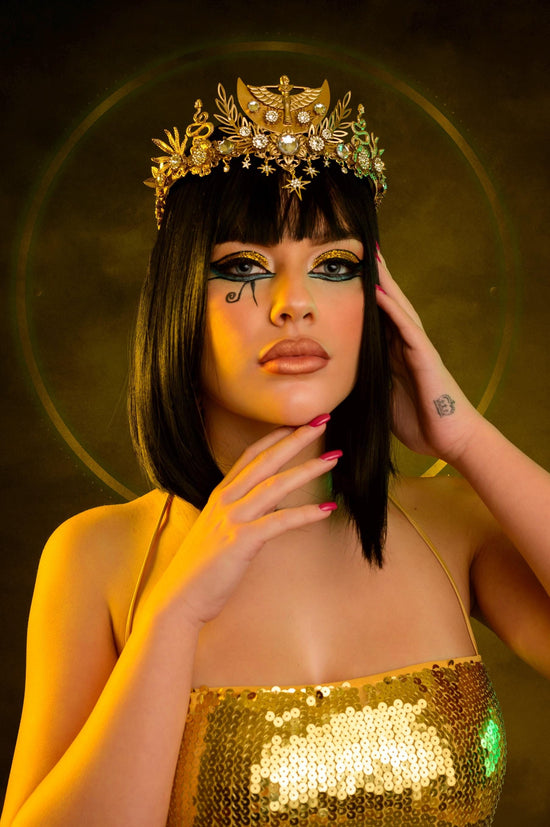 Cleopatra Crown, Gold cobra headpiece, Gold crown, Halloween costume, Gold crown, Cleopatra style headpiece, Goddess Crown, Egypt princess