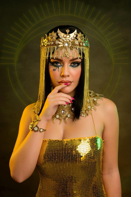 Cleopatra Crown, Gold cobra headpiece, Gold crown, Halloween costume, Gold crown, Cleopatra style headpiece, Goddess Crown, Egypt princess