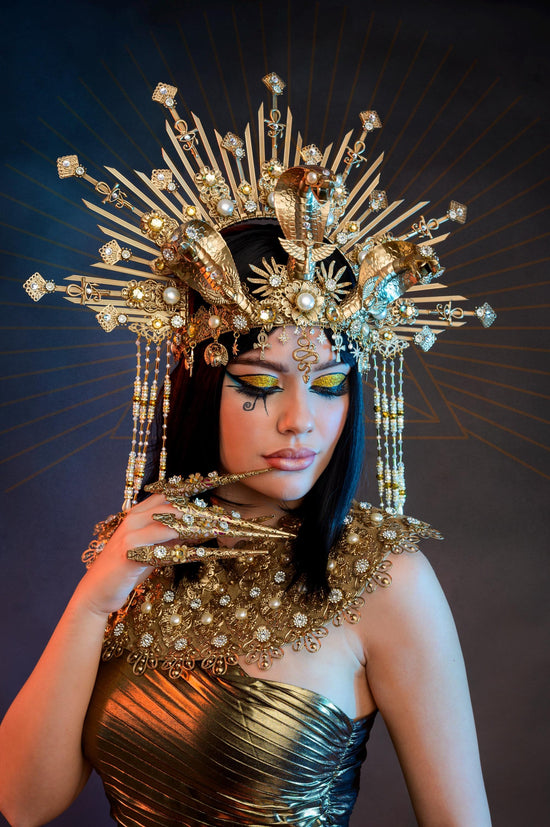 Cleopatra Crown, Gold cobra headpiece, Gold crown, Halloween costume, Gold crown, Cleopatra style headpiece, Goddess Crown, Egypt princess