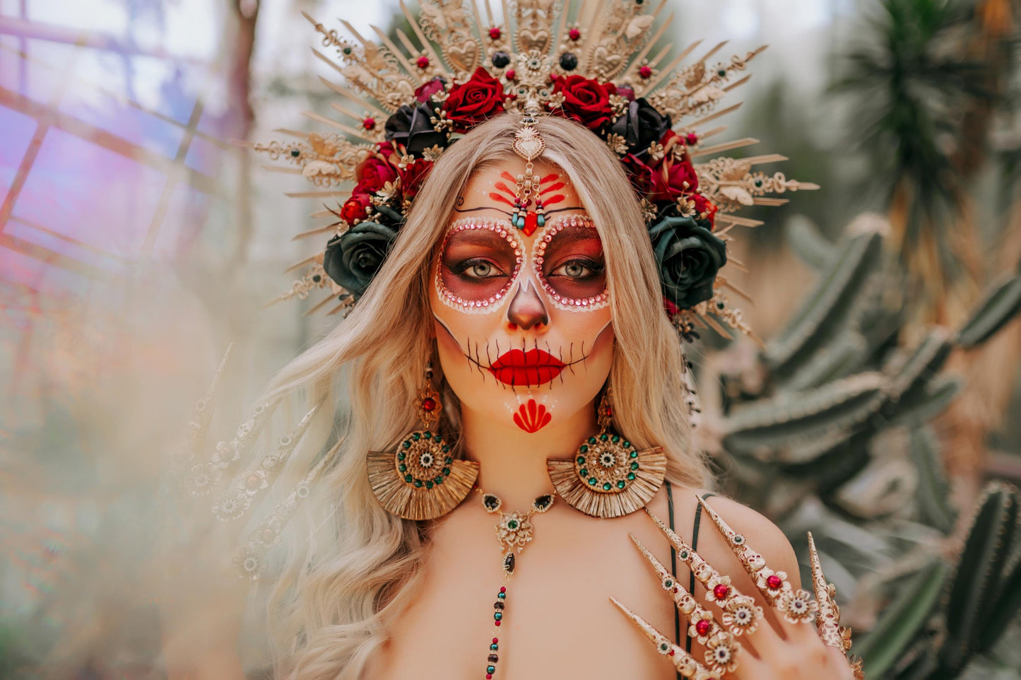 Burgundy flower crown, Sugar skull, La Catrina flower crown, Halloween headband, Halloween costume, Day of the Dead headpiece, Flower crown