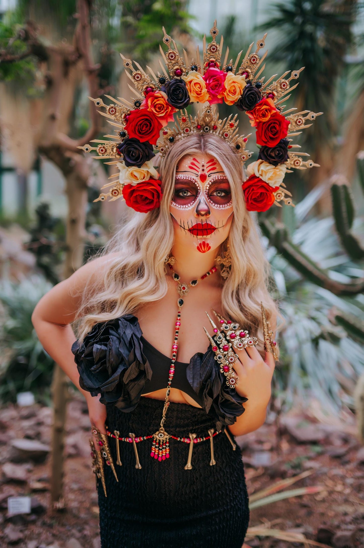 Colorful flower crown, Sugar skull, La Catrina flower crown, Halloween headband, Halloween costume, Day of the Dead headpiece, Flower crown