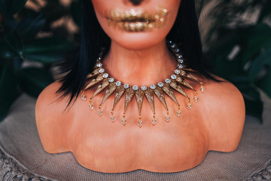 Cleopatra Necklace, Egyptian Jewelry, Golden Choker, Festival Accessory, Mardi Gras Necklace, Costume Jewelry, Statement Necklace, Choker