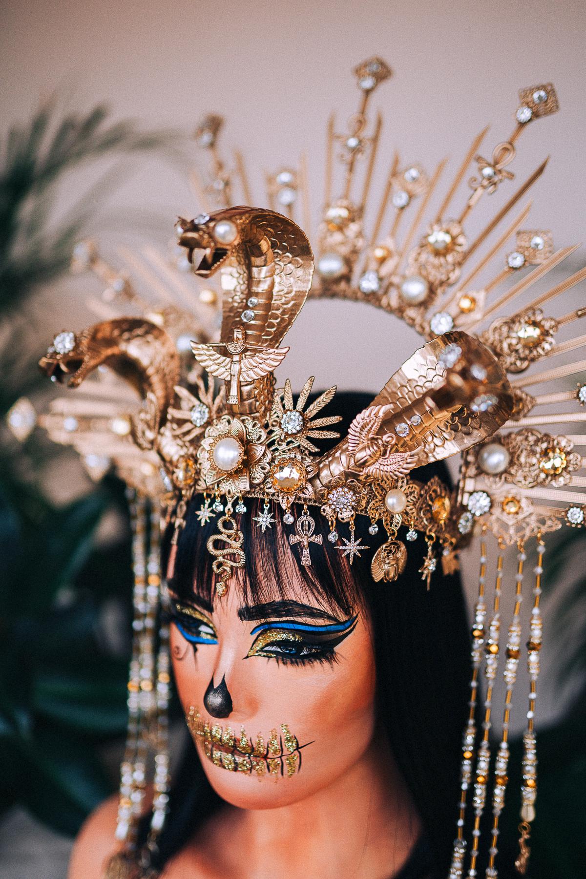 Cleopatra Crown, Gold cobra headpiece, Gold crown, Halloween costume, Gold crown, Cleopatra style headpiece, Goddess Crown, Egypt princess