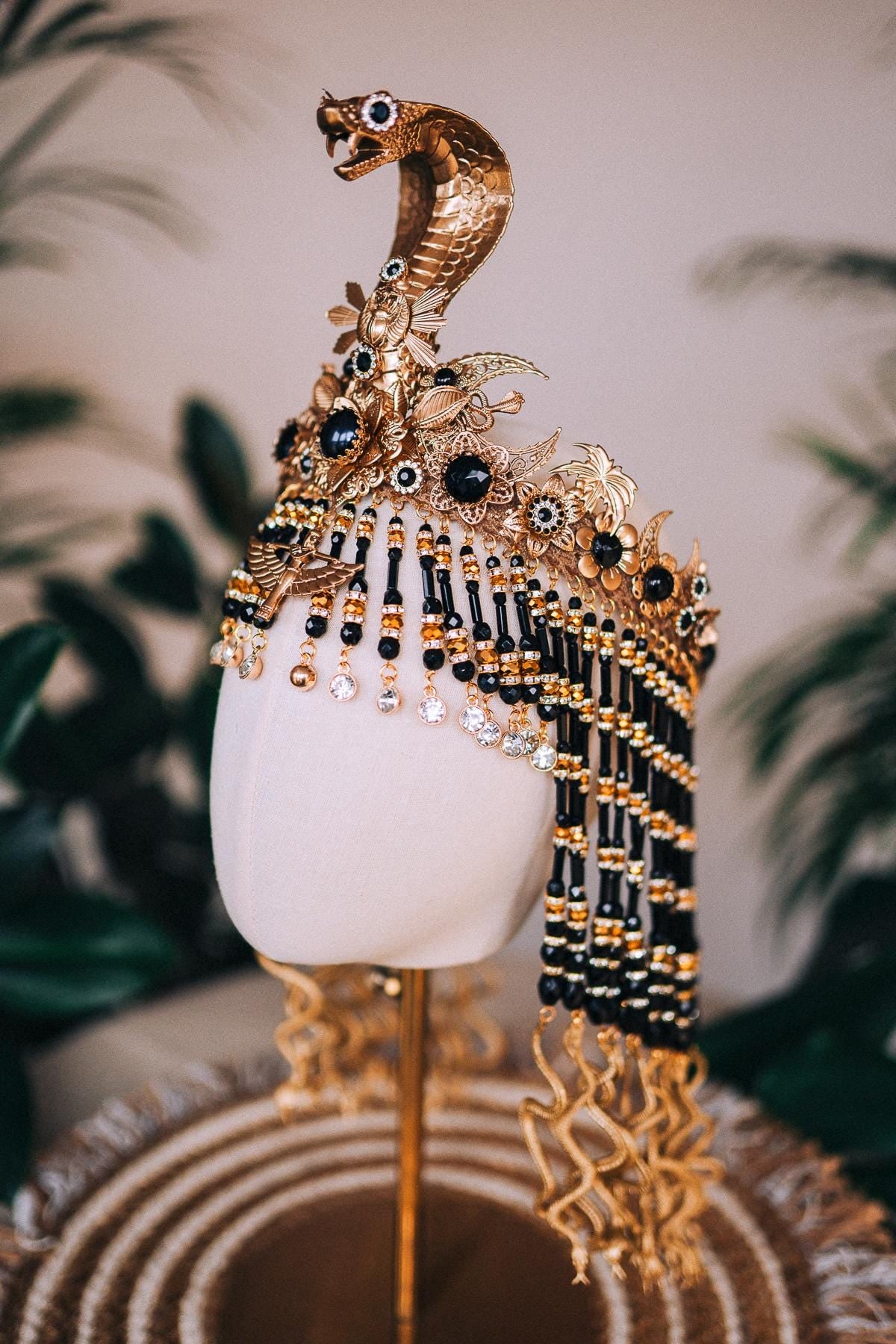 Cleopatra Crown, Gold cobra headpiece, Gold crown, Halloween costume, Gold crown, Cleopatra style headpiece, Goddess Crown, Egypt princess