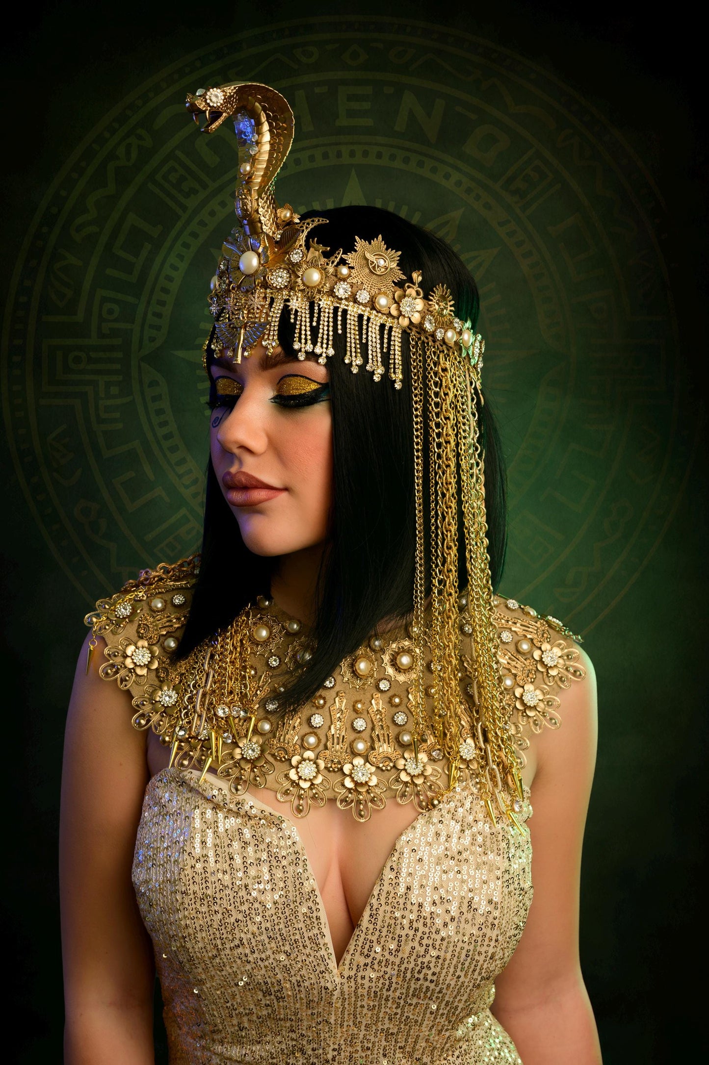 Cleopatra Crown, Gold cobra headpiece, Gold crown, Halloween costume, Gold crown, Cleopatra style headpiece, Goddess Crown, Egypt princess