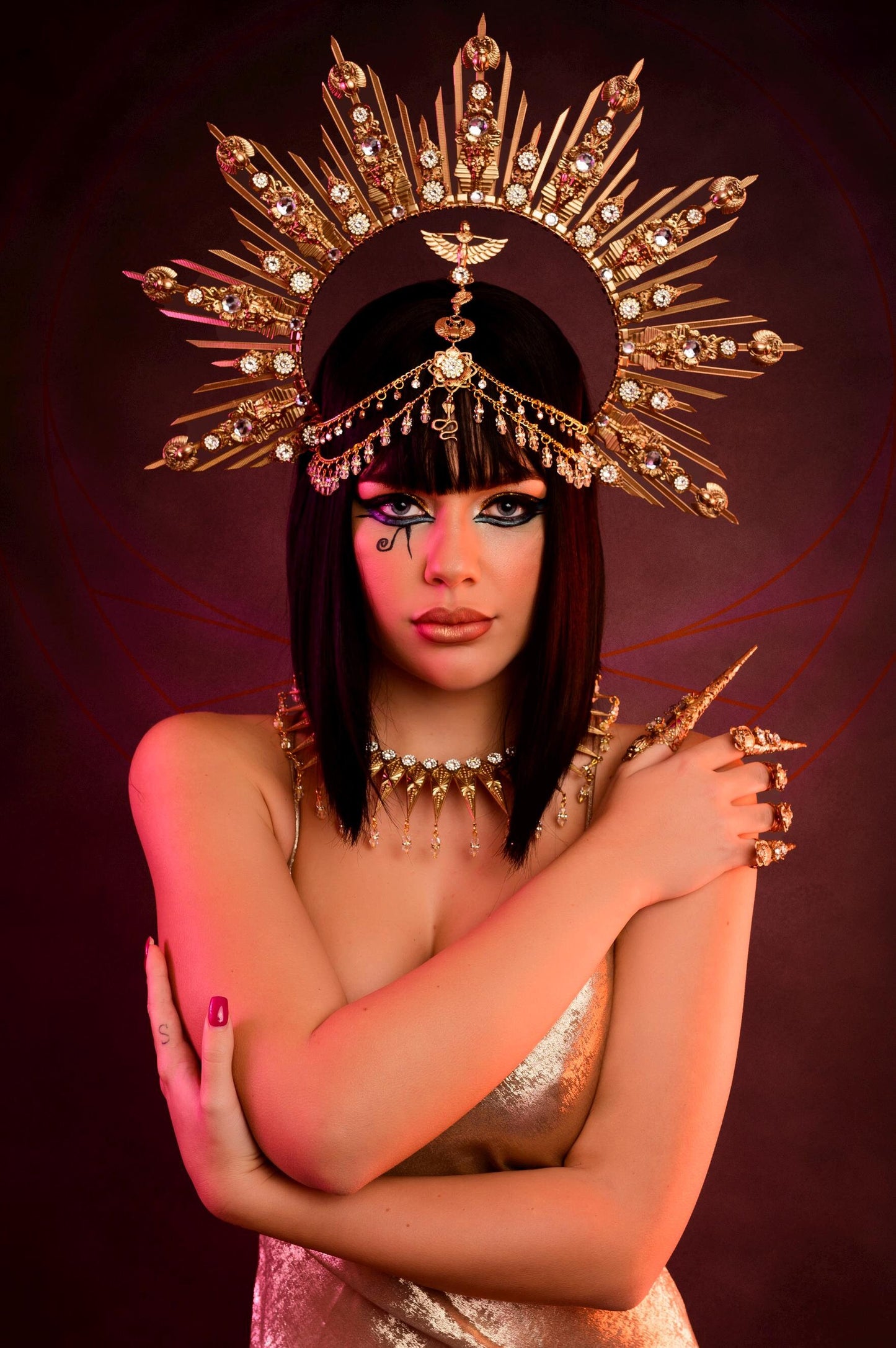 Gold Cleopatra necklace, Gold Egyptian necklace, Egypt jewelry, Egypt princess, Cleopatra Halloween costume, Cleopatra costume, Nefertiti