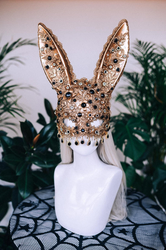 Gold bunny mask, Halloween Costume, Rabbit costume, Play boy, Mask, Masque, Carnival, Mardi gras, Cosplay, Halloween, Burning man