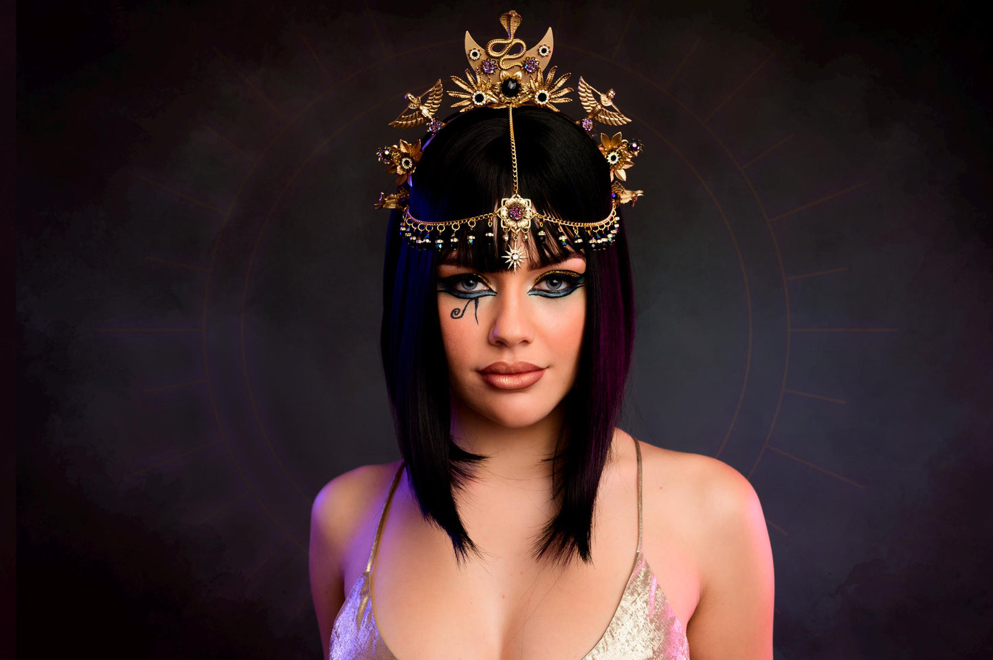 Cleopatra Crown, Gold cobra headpiece, Gold crown, Halloween costume, Gold crown, Cleopatra style headpiece, Goddess Crown, Egypt princess