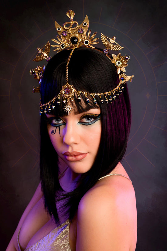 Cleopatra Crown, Gold cobra headpiece, Gold crown, Halloween costume, Gold crown, Cleopatra style headpiece, Goddess Crown, Egypt princess