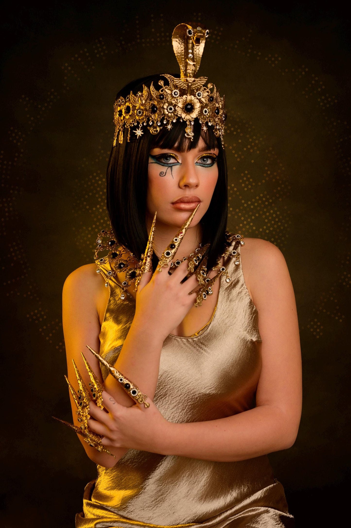 Cleopatra Crown, Gold cobra headpiece, Gold crown, Halloween costume, Gold crown, Cleopatra style headpiece, Goddess Crown, Egypt princess