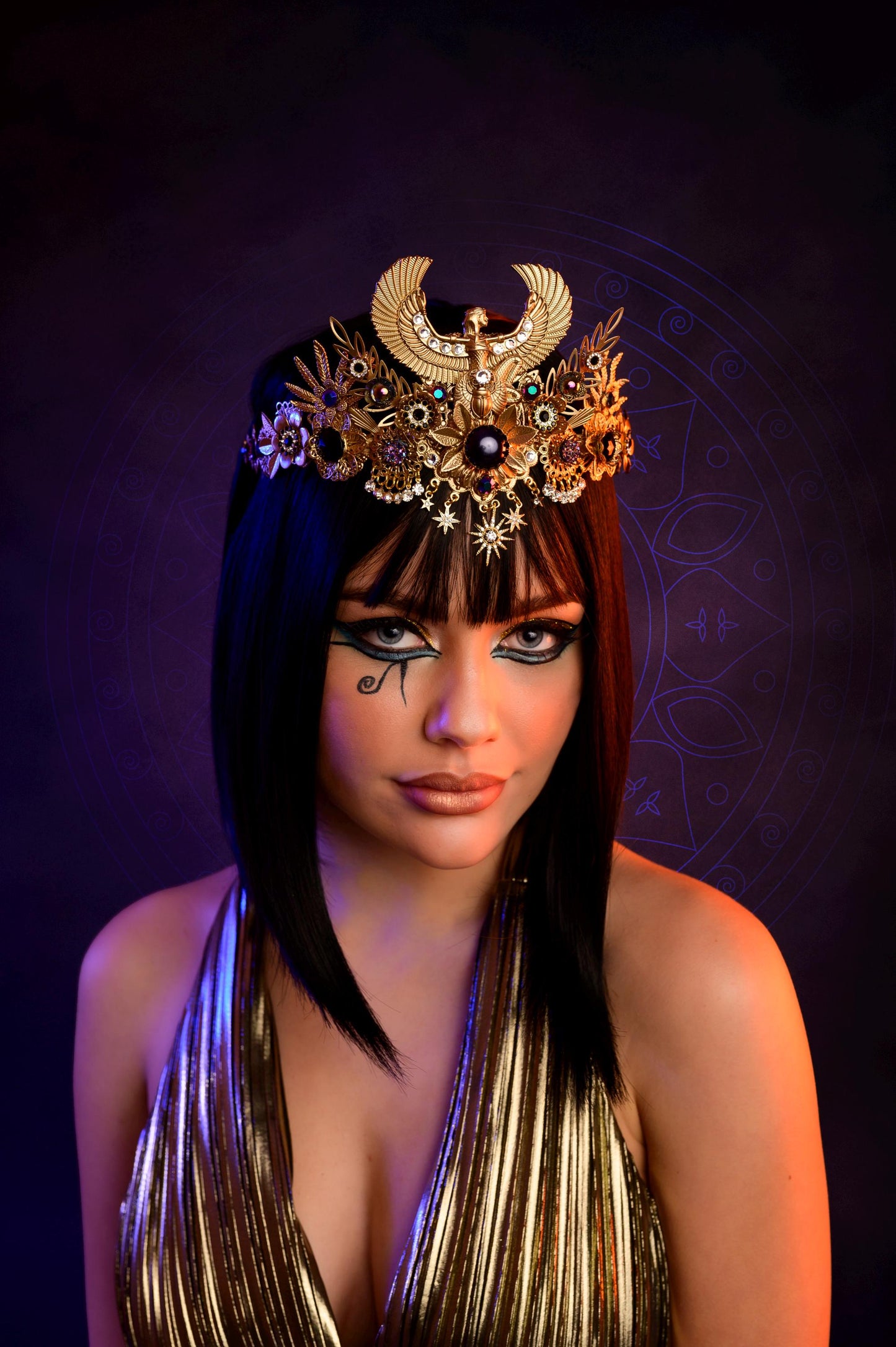 Cleopatra Crown, Gold cobra headpiece, Gold crown, Halloween costume, Gold crown, Cleopatra style headpiece, Goddess Crown, Egypt princess