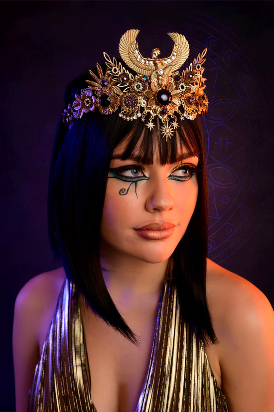 Cleopatra Crown, Gold cobra headpiece, Gold crown, Halloween costume, Gold crown, Cleopatra style headpiece, Goddess Crown, Egypt princess