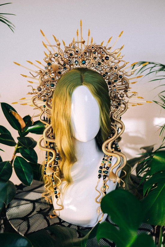 Gold Medusa halo crown