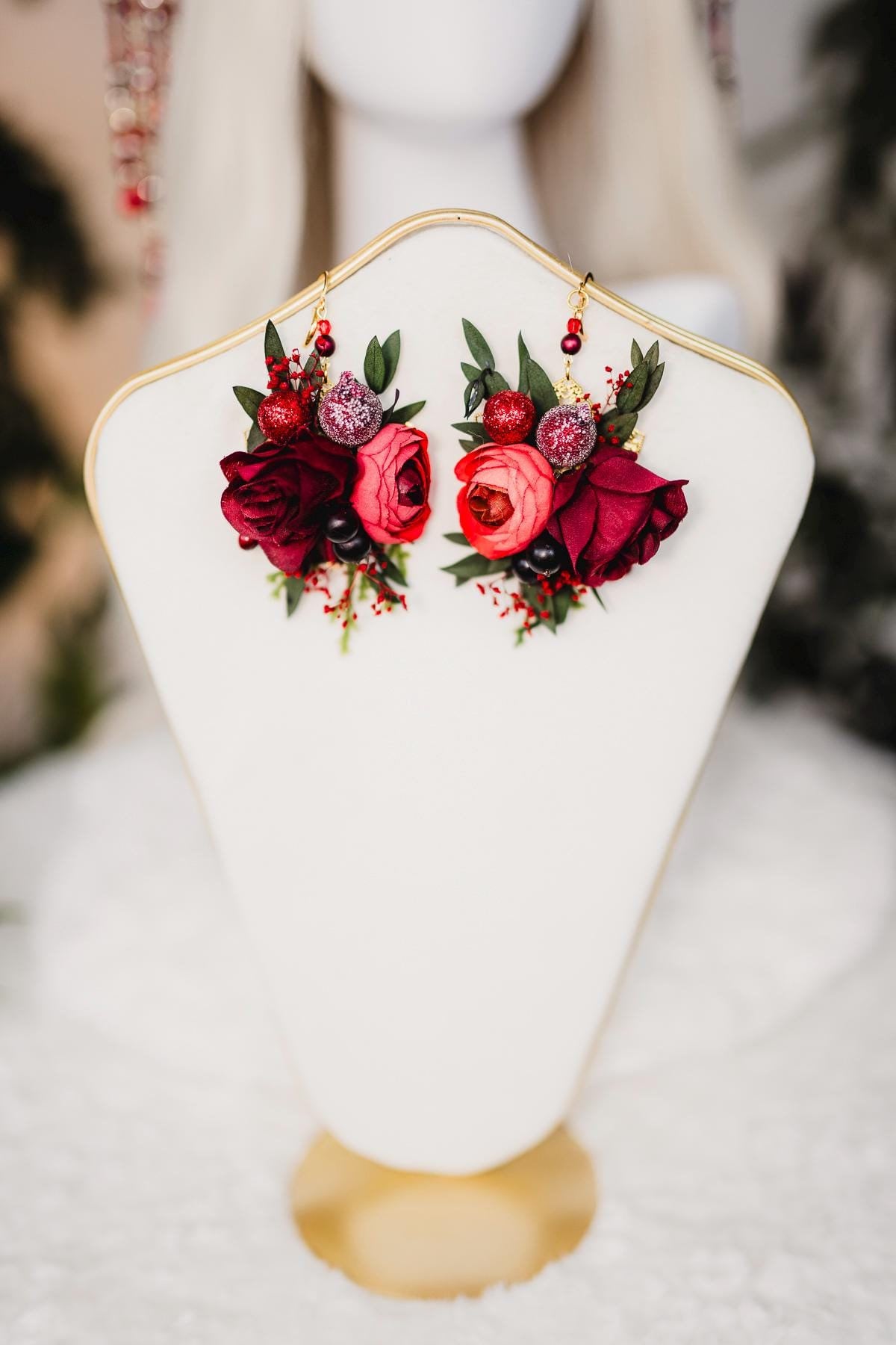 Christmas burgundy earrings