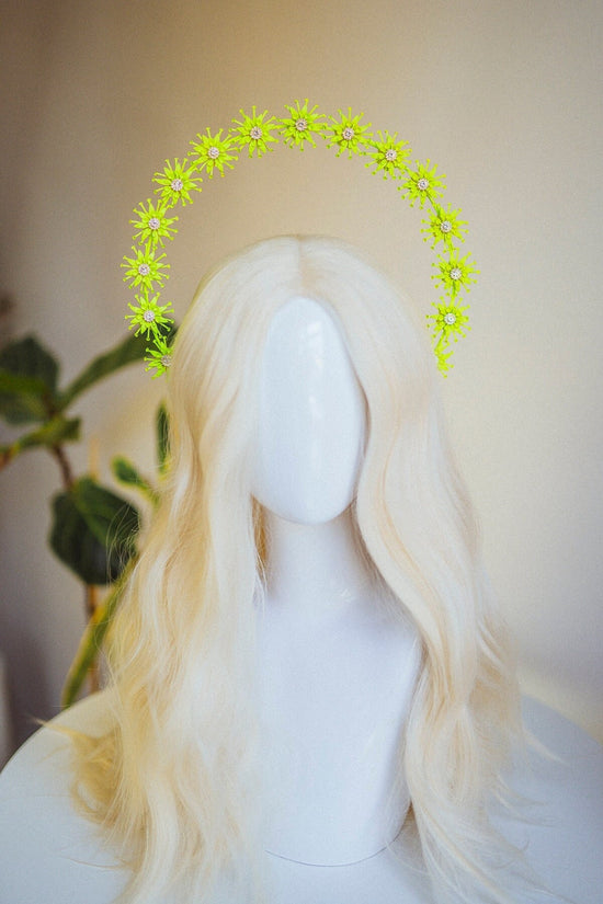 Neon Yellow Halo Crown, Halo Headpiece, Festival crown, Burning man, Headlight, Halo crown, Halo Headband, Festival Fashion, Rave outfit