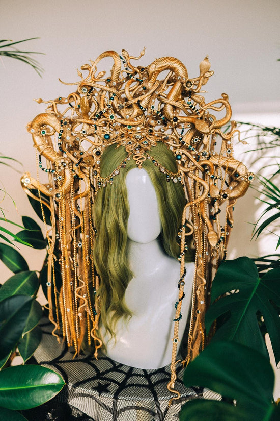 Medusa Gorgon crown, Halloween, Halo Crown, Halo Headpiece, Halo Headband, Halloween costume, Gold Halo, Headpiece, Cobra crown, Snake crown