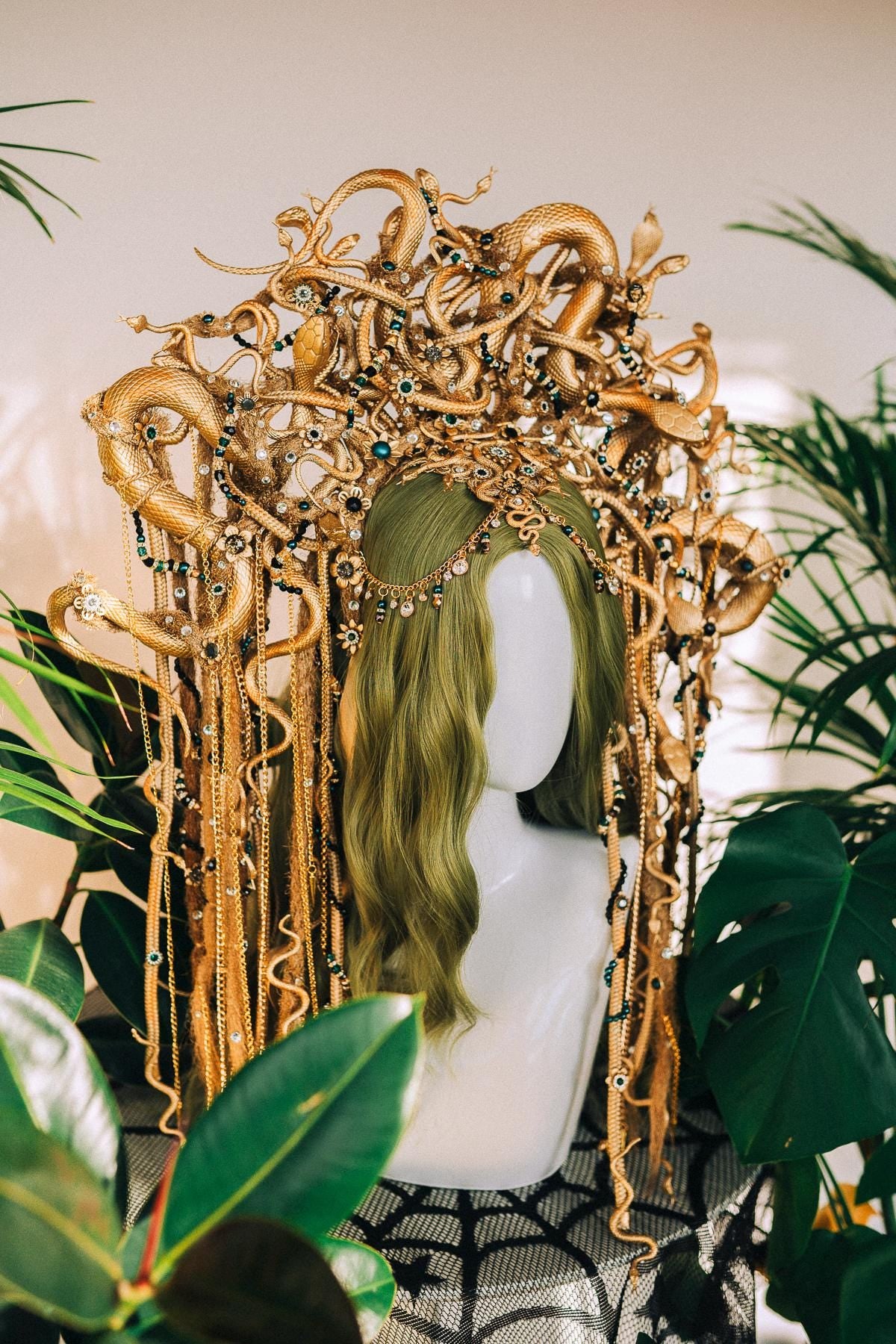 Medusa Gorgon crown, Halloween, Halo Crown, Halo Headpiece, Halo Headband, Halloween costume, Gold Halo, Headpiece, Cobra crown, Snake crown