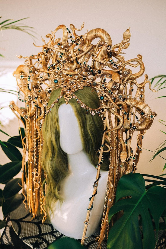 Medusa Gorgon crown, Halloween, Halo Crown, Halo Headpiece, Halo Headband, Halloween costume, Gold Halo, Headpiece, Cobra crown, Snake crown