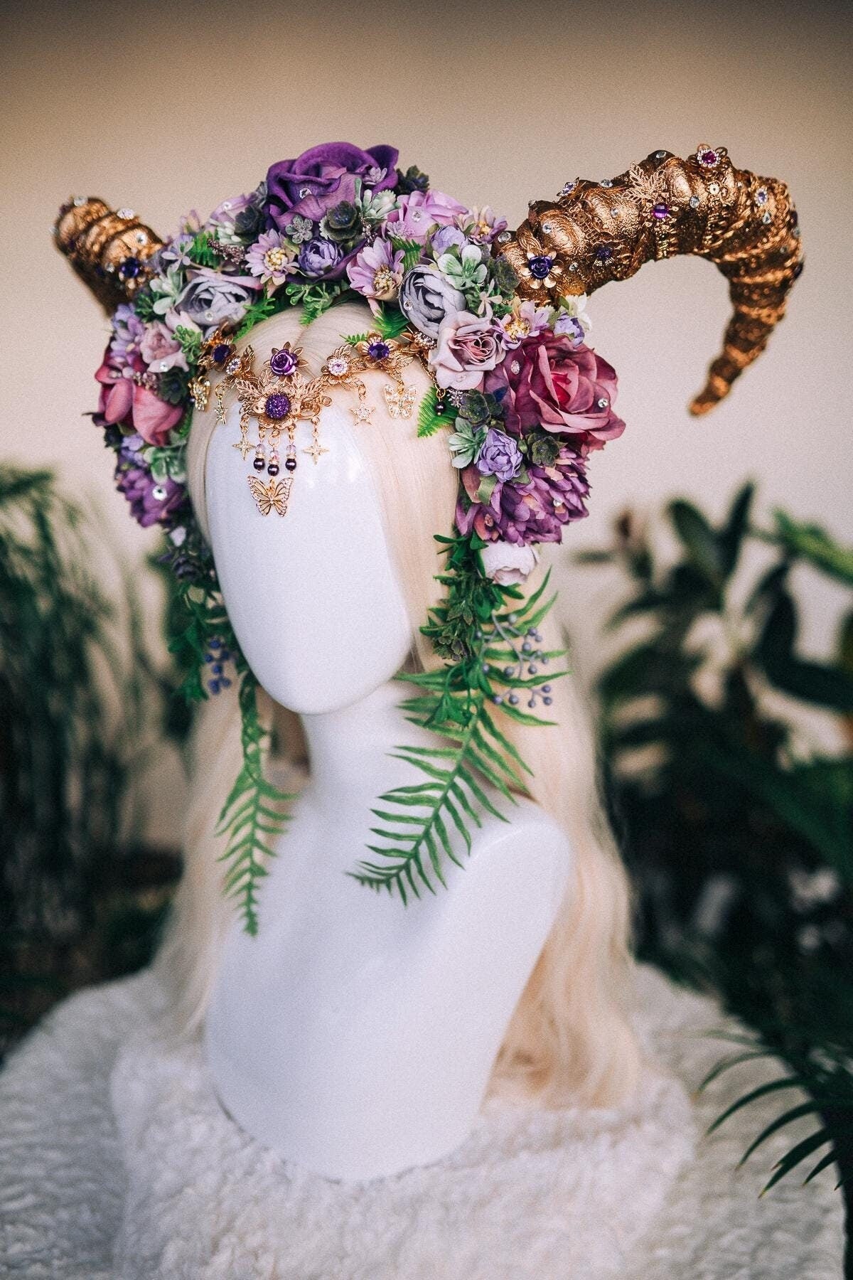 Purple Capricorn flower crown