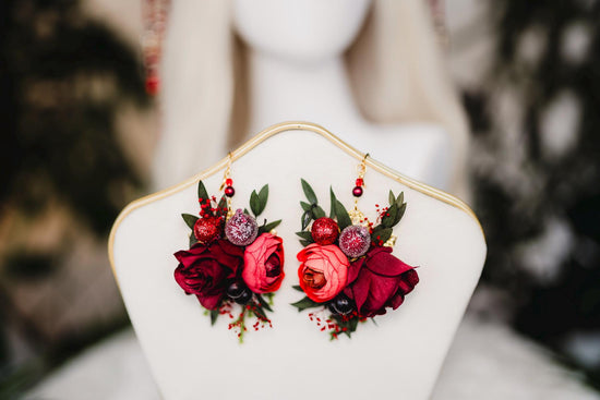 Burgundy Christmas headband, Christmas party headband, Christmas flower crown, Merry Christmas, Christmas headband, Red flower crown