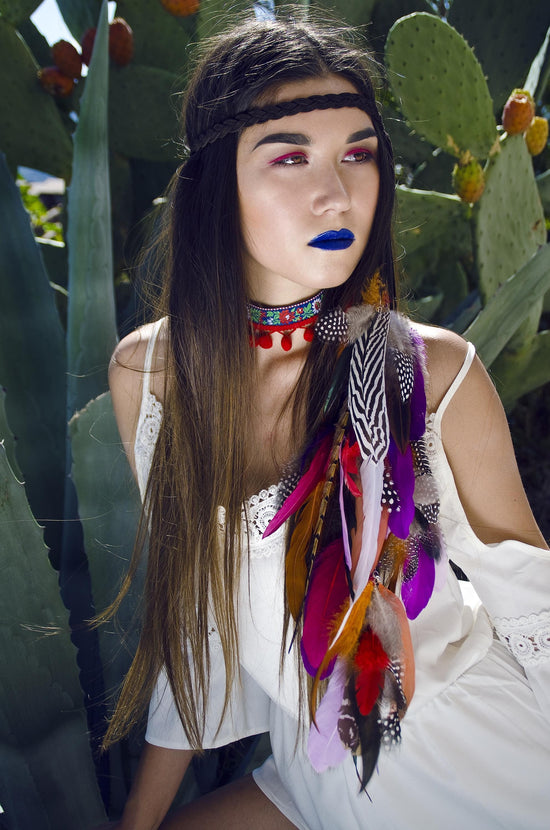 Bohemian festival headband with feathers