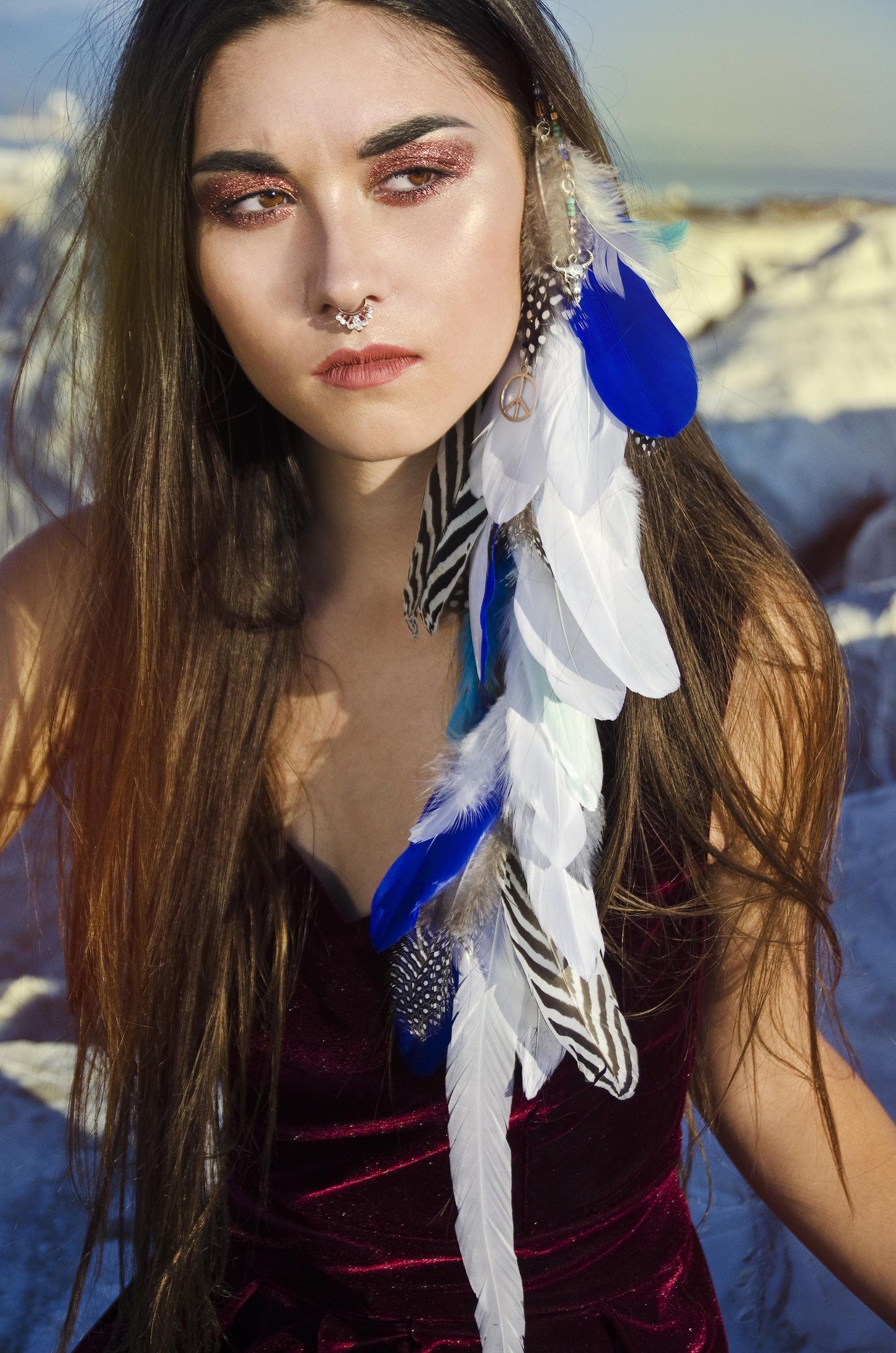 Festival feather hair clip