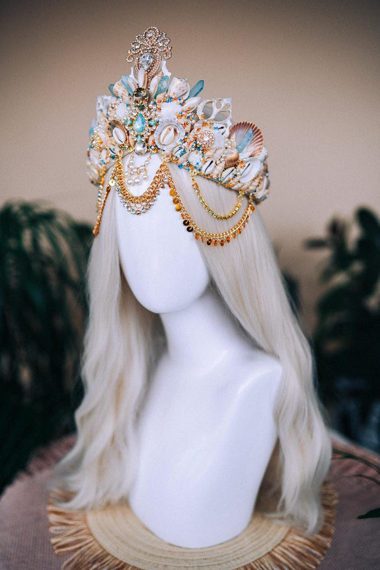 Mermaid Crown, Halloween costume, Shell crown, Fairy Crown, Mermaid tiara, Aquarius crown, Mermaid costume, Ariel little mermaid costume