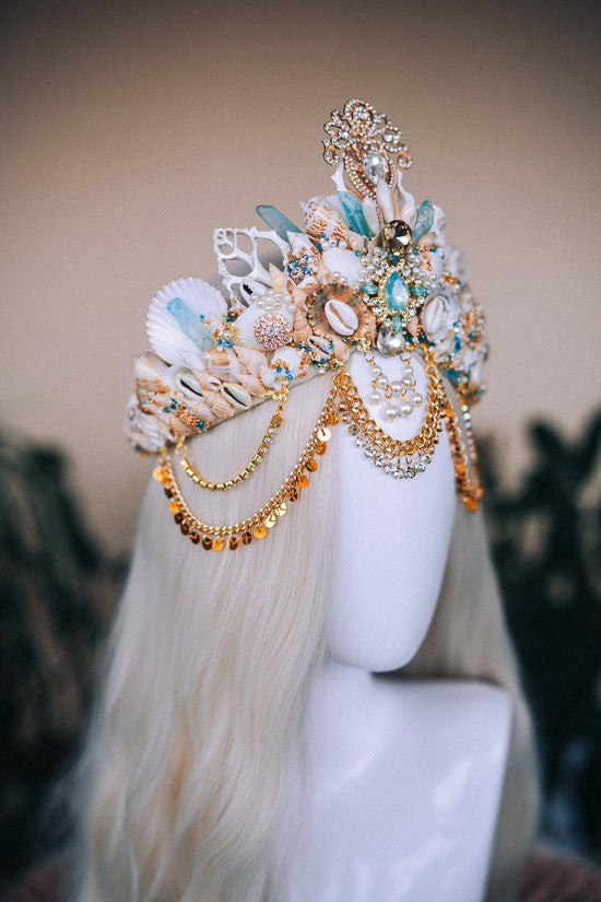 Mermaid Crown, Halloween costume, Shell crown, Fairy Crown, Mermaid tiara, Aquarius crown, Mermaid costume, Ariel little mermaid costume