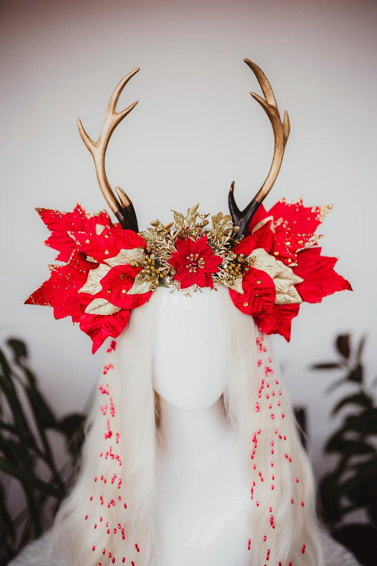 Christmas reindeer headband, Christmas party headband, Christmas flower crown, Deer crown, Merry Christmas, Christmas headband, Antlers