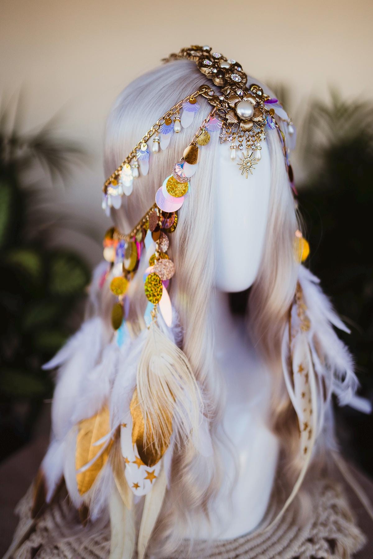 Feather boho crown