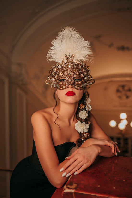 Venetian Carnival Mask and flower hair clips