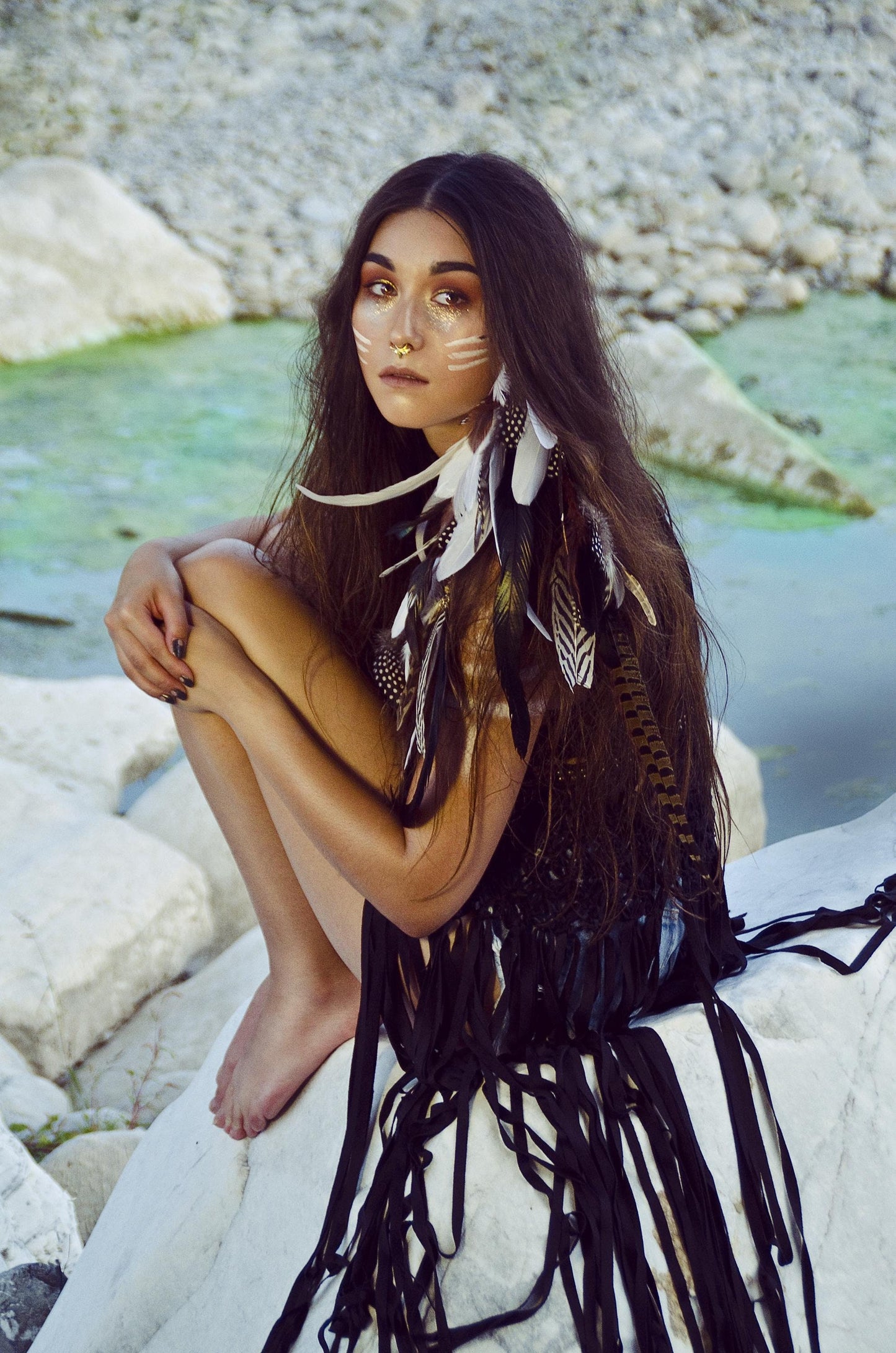 Bohemian style feather hair clip