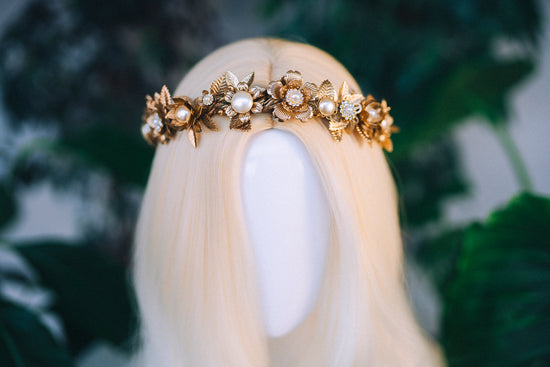 Moon Child Celestial Gold Tiara Wedding Headband