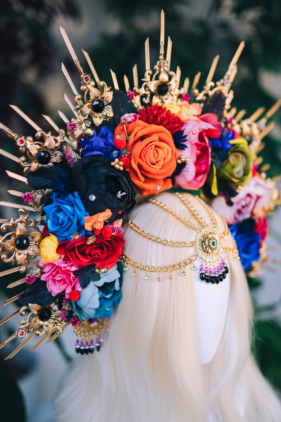 Flower Halo Headband Celestial Jewellery Frida Kahlo Maternity Photo Shoot